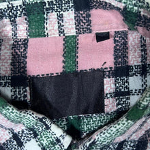 Load image into Gallery viewer, Vintage Pink Green Black White Plaid Check Long Sleeve Flannel Cotton Shirt