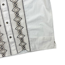 Load image into Gallery viewer, Vintage Mexican Woven Panel White Cream Short Sleeve Guayabera Shirt