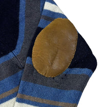 Load image into Gallery viewer, P.G.FIELD Multi Striped Pure New Wool Elbow Patch Knit Sweater Jumper