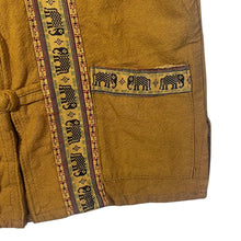 Load image into Gallery viewer, Vintage Orange Tribal Elephant Safari Knot Loop Cotton Short Sleeve Shirt