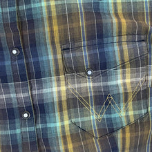 Load image into Gallery viewer, WRANGLER Cowboy Western Plaid Check Popper Button Long Sleeve Cotton Shirt