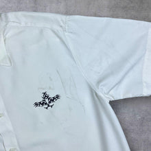 Load image into Gallery viewer, Early 00's Copy Right Gothic Y2K Tribal Motif White Short Sleeve Shirt