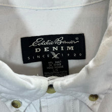 Load image into Gallery viewer, Vintage Eddie Bauer Denim Classic White Cotton Long Sleeve Button-Up Shirt