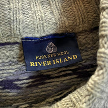 Load image into Gallery viewer, Early 00's RIVER ISLAND Grandad Patterned Pure New Wool High Neck Knit Jumper