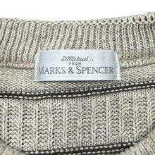 Load image into Gallery viewer, Vintage ST MICHAEL Marks & Spencer Grandad Striped Patterned Acrylic Knit Crewneck Sweater Jumper