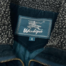 Load image into Gallery viewer, Vintage 90's WUDIPOS Patterned Woven Panel Sherpa Collared Suede Effect Padded Bomber Jacket