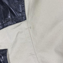 Load image into Gallery viewer, Vintage Cowboy Western Black Faux Leather Panel Beige Cotton Popper Long Sleeve Shirt