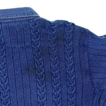 Load image into Gallery viewer, Vintage BLUE WILLI'S Made In Denmark Cable Knit Denim Collared Button Cardigan Jumper