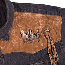 Load image into Gallery viewer, Vintage John F. Gee Cowboy Western Suede Panel Embroidered Popper Long Sleeve Shirt