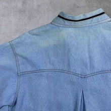 Load image into Gallery viewer, Vintage TG-22 Cowboy Western Blue Denim Popper Long Sleeve Shirt