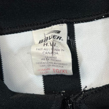 Load image into Gallery viewer, Vintage BAUER OMHA "Ontario 1998 Hockey Association" Referee Striped Polyester Ice Hockey Collared 1/4 Zip Sweatshirt