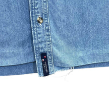 Load image into Gallery viewer, Vintage Port and Company "LCS" College Long Sleeve Button-Up Blue Denim Shirt