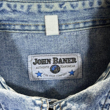 Load image into Gallery viewer, Vintage 90's JOHN BANER Lace Panel Cowboy Western Style Long Sleeve Blue Denim Shirt