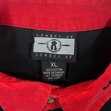 Load image into Gallery viewer, Vintage Cowboy Up Red Black Colour Block Cotton Long Sleeve Button-Up Shirt