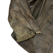 Load image into Gallery viewer, Vintage 90's MILAN LEATHER Classic Distressed Brown Genuine Real Leather Zip Bomber Jacket