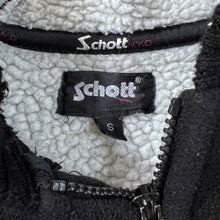 Load image into Gallery viewer, Early 00's SCHOTT NYC Big Spellout Sherpa Fleece Lined Zip Fleece Hoodie