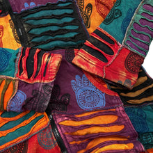 Load image into Gallery viewer, Vintage MADE IN NEPAL Handmade Patchwork 3D Panel Hippy Patterned Zip Hoodie