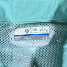 Load image into Gallery viewer, COLUMBIA PFG Fishing Turquoise Tactel Nylon Utility Short Sleeve Shirt