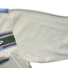 Load image into Gallery viewer, Vintage Cowboy Western Embroidered Aztec Cream Green Blue Cotton Long Sleeve Shirt
