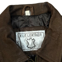 Load image into Gallery viewer, Vintage 90's XILE LEATHER Classic Brown Genuine Real Leather Zip Bomber Jacket