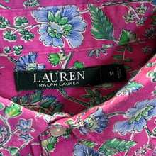 Load image into Gallery viewer, Lauren Ralph Lauren Floral Flower Patterned Purple Pink Rolled Sleeve Shirt