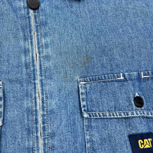 Load image into Gallery viewer, Early 00's CAT Caterpillar Mini Patch Logo Blue Denim Zip Over Shirt