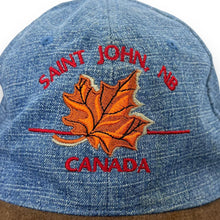 Load image into Gallery viewer, Vintage SAINT JOHN, NB "Canada" Embroidered Souvenir Denim Suede Peak Baseball Cap
