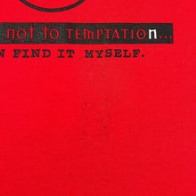 Load image into Gallery viewer, Vintage LEAD ME NOT TO TEMPTATION Skater Novelty Spellout Graphic Cotton T-Shirt
