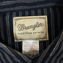 Load image into Gallery viewer, Vintage Wrangler Western Shirts Cowboy Black Grey Striped Long Sleeve Shirt
