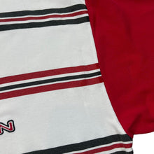 Load image into Gallery viewer, Vintage SOUTHAMPTON FC Football Club Embroidered Spellout Striped Colour Block T-Shirt