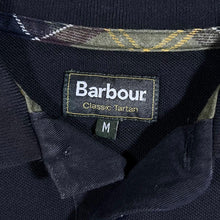 Load image into Gallery viewer, Barbour "Classic Tartan" Plaid Check Elbow Patch Navy Blue Long Sleeve Cotton Polo Shirt