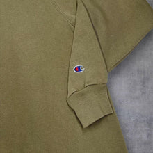Load image into Gallery viewer, Vintage Champion Embroidered Mini Spellout Khaki Green Distressed Sweatshirt