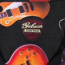Load image into Gallery viewer, Early 00's GIBSON TOUR WEAR By Dragonfly Guitar All-Over Print Patterned Polyester Open Collar Shirt