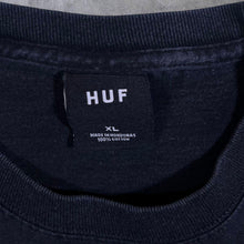 Load image into Gallery viewer, HUF Embroidered Logo Spellout Skater Black Long Sleeve Cotton T-Shirt