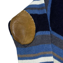 Load image into Gallery viewer, P.G.FIELD Multi Striped Pure New Wool Elbow Patch Knit Sweater Jumper