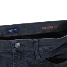 Load image into Gallery viewer, DOCKERS "Straight Fit" Classic Dark Grey Corduroy Cord Straight Leg Trousers