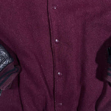 Load image into Gallery viewer, Vintage Lands End Leather Sleeve Burgundy Red Wool Blend Varsity Bomber Jacket