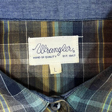 Load image into Gallery viewer, WRANGLER Cowboy Western Plaid Check Popper Button Long Sleeve Cotton Shirt