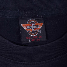 Load image into Gallery viewer, Vintage Rock Eagle "Ride Hard Die Fast" Gothic Biker Spellout Graphic Black T-Shirt