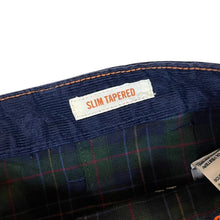 Load image into Gallery viewer, DOCKERS Alpha Collection "Slim Tapered" Navy Blue Corduroy Cord Trousers