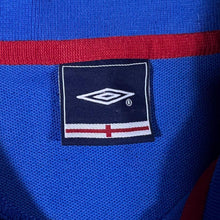 Load image into Gallery viewer, Umbro England Football Embroidered Logo Blue Short Sleeve Polo Shirt
