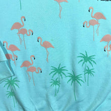 Load image into Gallery viewer, Vintage 80's Lifestyles "San Francisco" Flamingo Souvenir All-Over Print Turquoise Sweatshirt