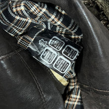 Load image into Gallery viewer, Vintage WOODLAND LEATHER Fleece Collared Brown Real Genuine Leather Zip Bomber Jacket