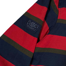 Load image into Gallery viewer, Early 00's COTTON TRADERS RUGBY Embroidered Bulldog Striped Long Sleeve Rugby Polo Shirt