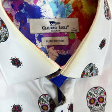 Load image into Gallery viewer, CLAUDIO LUGLI COUTURE Day Of The Dead Sugar Skull Patterned Long Sleeve Cotton Shirt