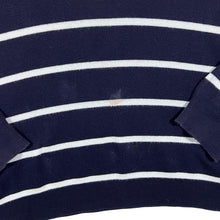 Load image into Gallery viewer, POLO RALPH LAUREN Mini Logo Navy Blue White Striped V-Neck Sweater Jumper