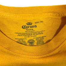 Load image into Gallery viewer, CORONA EXTRA "Puerto Vallarta" Beer Logo Spellout Souvenir Graphic Yellow T-Shirt