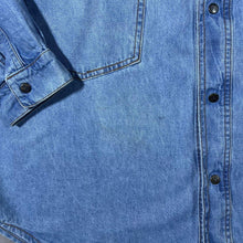 Load image into Gallery viewer, Vintage Shooter Cowboy Western Blue Denim Popper Long Sleeve Cotton Shirt
