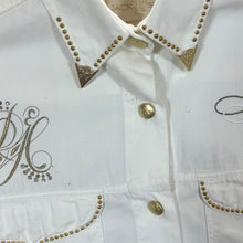 Load image into Gallery viewer, Vintage Jack & Sons Embroidered Diamante Cowboy Western White Long Sleeve Shirt