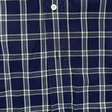 Load image into Gallery viewer, Vintage LACOSTE Embroidered Mini Pocket Logo Navy Check Short Sleeve Button-Up Cotton Shirt